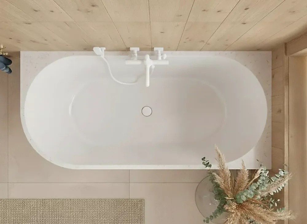 Otitec Baignoire d'angle droite - 160 x 75 cm - Blanc brillant rainure avec bonde blanche - PERLE
