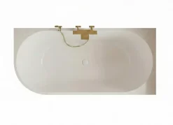 Otitec Baignoire d'angle droite - 160 x 75 cm - Blanc brillant rainure avec bonde blanche - PERLE