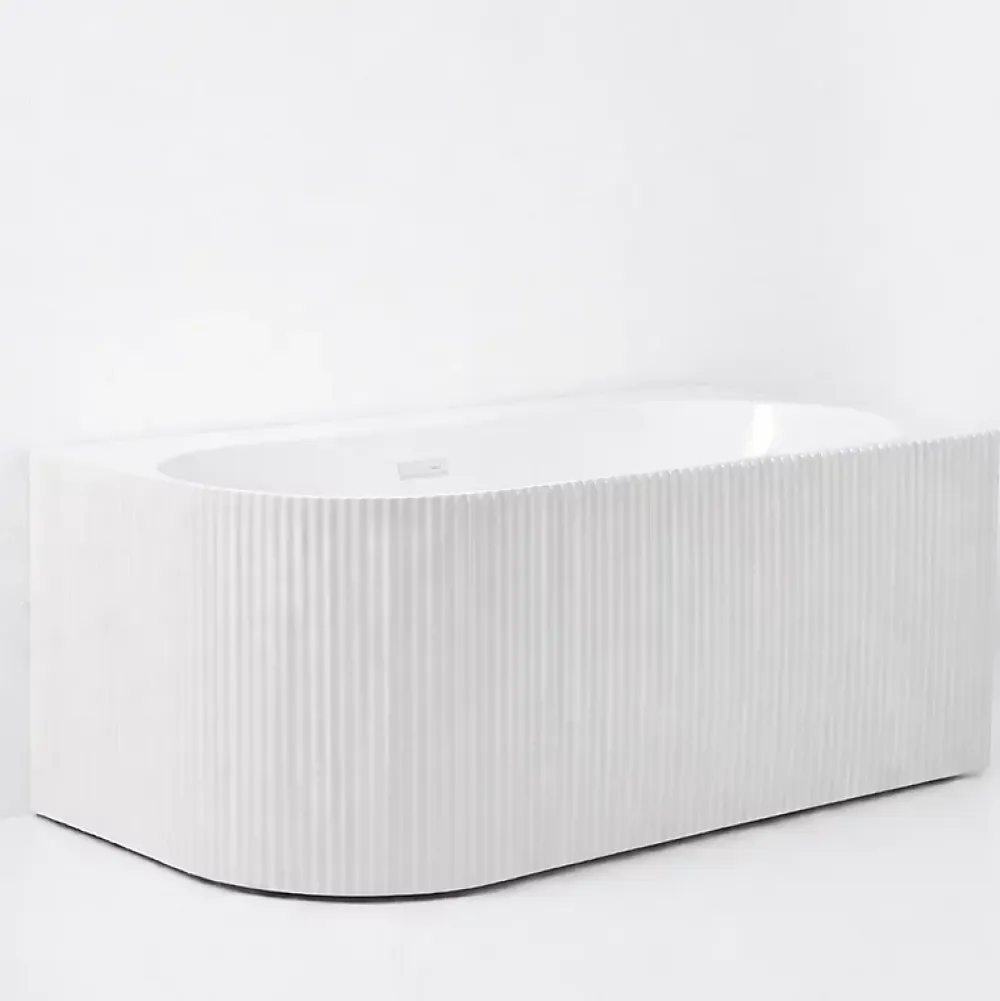 Otitec Baignoire d'angle droite - 160 x 75 cm - Blanc brillant rainure avec bonde blanche - PERLE