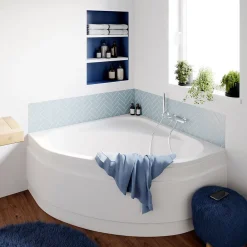 Baignoire D'Angle|GoodHome Baignoire d'angle en acrylique L.140 x l.140 cm blanc, Cavally