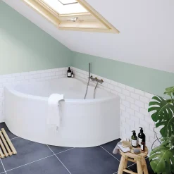 Baignoire d'angle en acrylique L.130 x l.130 cm blanc, Horyn