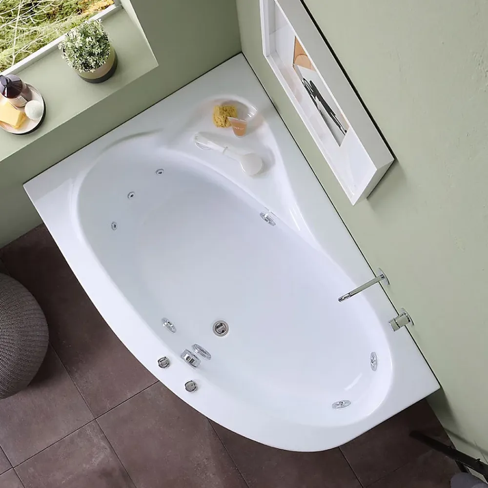 Baignoire Balnéo|Kiamami Valentina Baignoire D'angle Gauche Avec Hydromassage Ambra Intégré