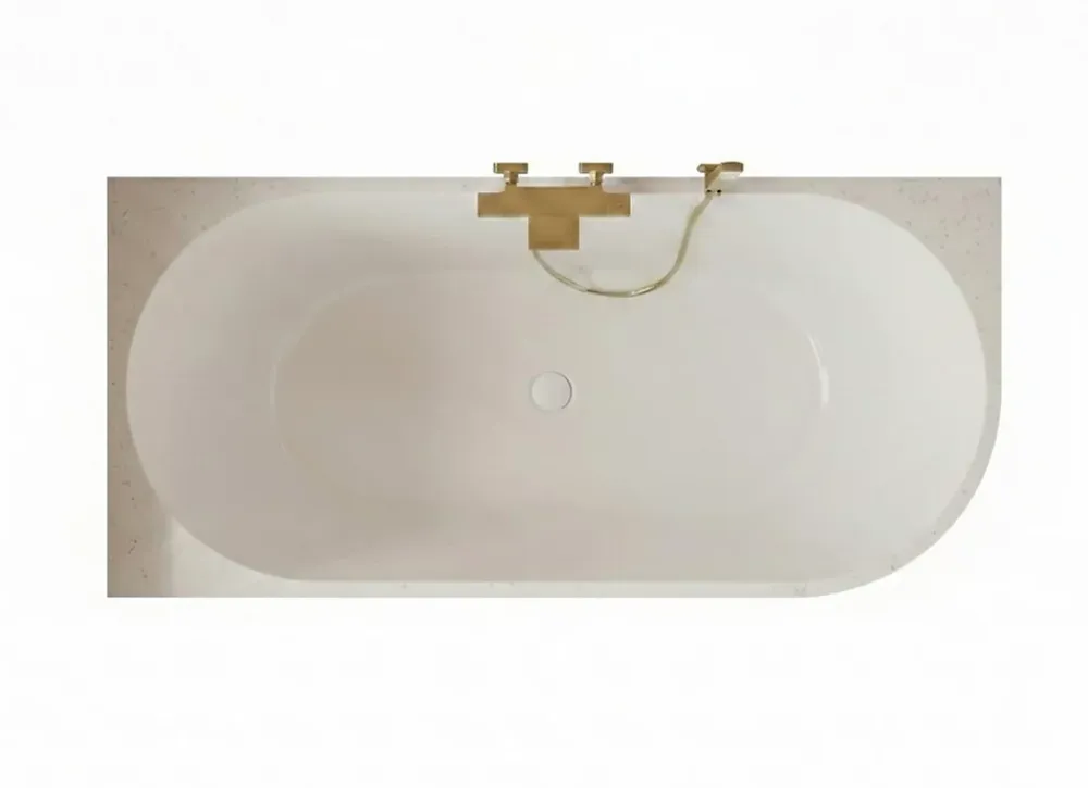 Otitec Baignoire d'angle gauche avec bonde blanche - 170 x 75 cm - Blanc brillant rainuré - PERLE