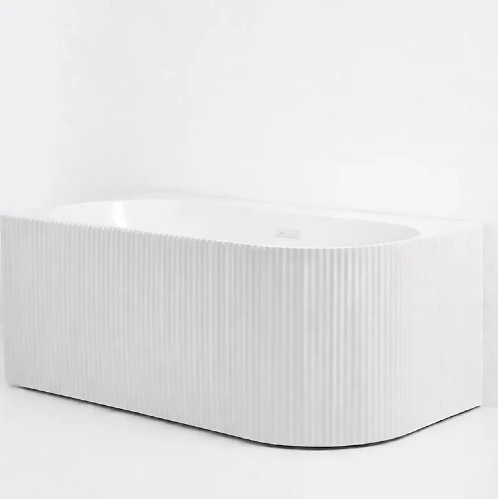 Otitec Baignoire d'angle gauche avec bonde blanche - 170 x 75 cm - Blanc brillant rainuré - PERLE