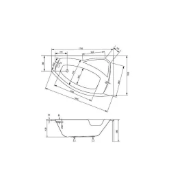 Azura Home Design Baignoire d'angle gauche RIMA avec tablier - 170cm