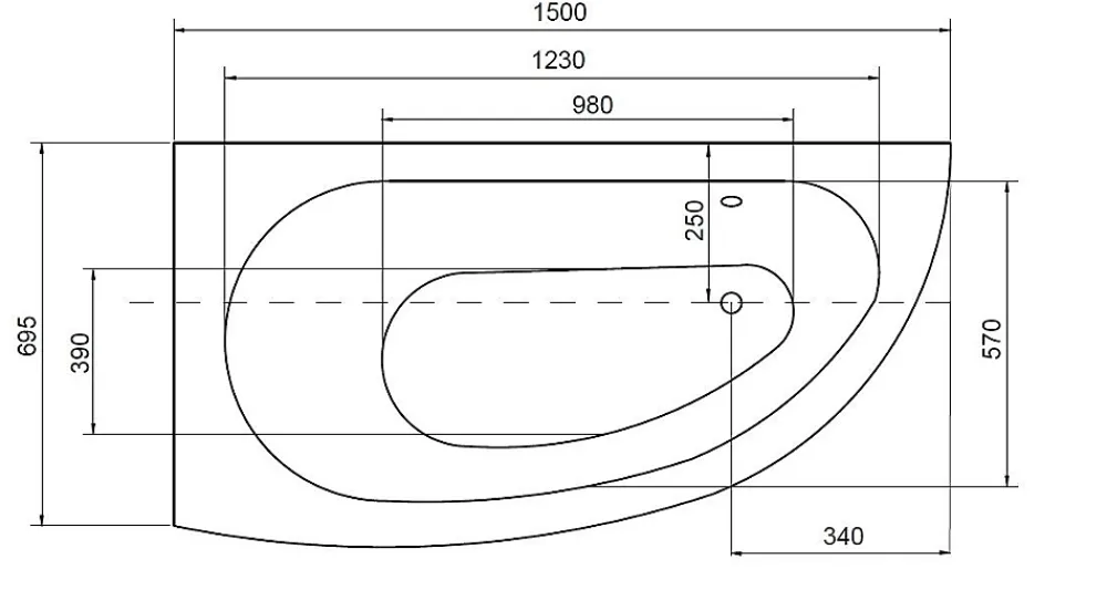 Baignoire Asymétrique|Azura Home Design Baignoire d'angle MARINA angle GAUCHE avec tablier