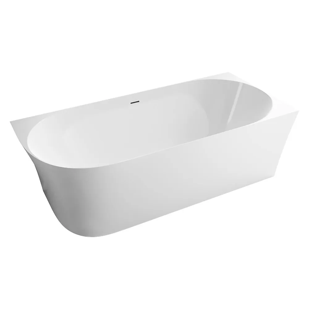 Bernstein Baignoire d'angle semi-ilot Acrylique 150x78x60cm Blanc brillant + Bonde et trop plein - installation à droite - NOVA SLIM LINE