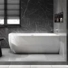 Baignoire Îlot|Bernstein Baignoire d'angle semi-îlot Acrylique Ovale Salle de Bain avec Bonde + trop plein, Blanc, 170x75x60cm, Garantie 5 ans, LENA CORNER