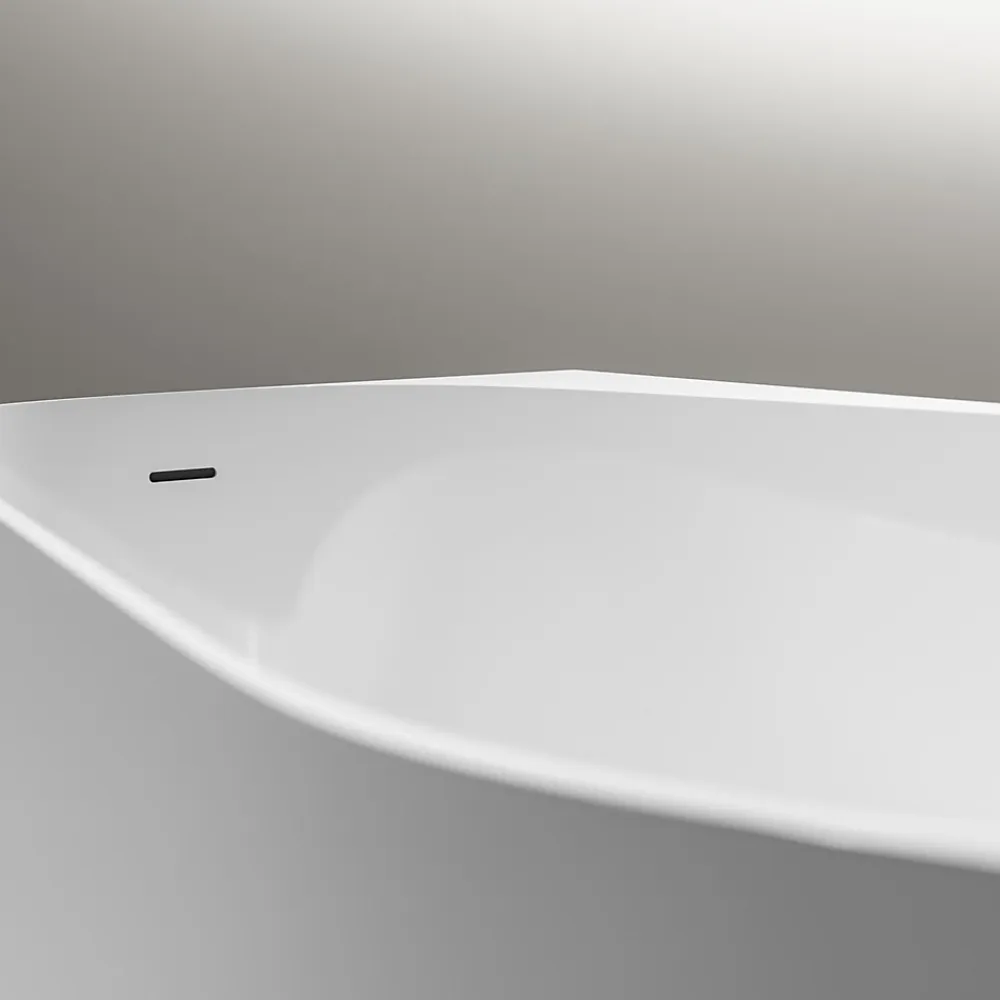 Bernstein Baignoire d'angle semi-îlot Acrylique Ovale Salle de Bain avec Bonde + trop plein, Blanc, 170x78x58cm, Garantie 5 ans, ONDA CORNER