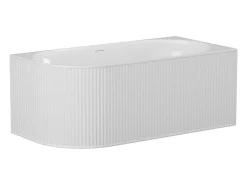 Vente-unique Baignoire d'angle striée - 290L - 170 x 80 x 60 cm - Blanc mat - Acrylique - Angle droit - BARBORI