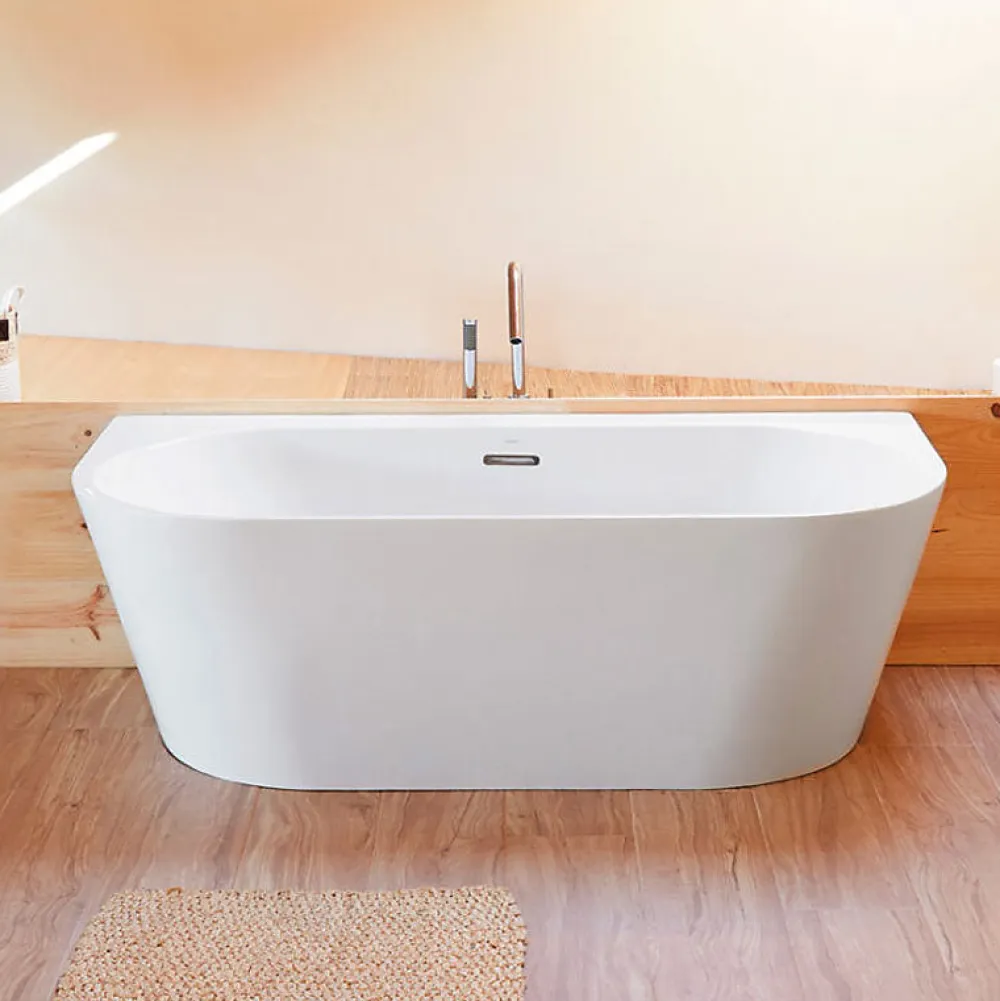 Baignoire Îlot|Sanycces Baignoire design semi-îlot ovale TORINO MURO blanche 170 cm