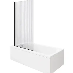 Duravit Baignoire droite 180 X 80 D-Code bonde au centre + Pare bain AURYS Raywall noir mat version gauche