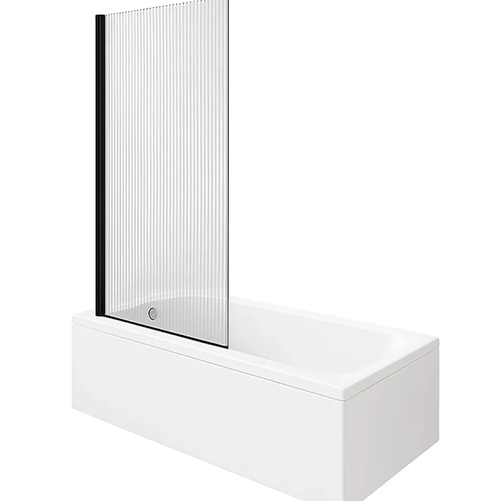 Duravit Baignoire droite 180 X 80 D-Code bonde au centre + Pare bain AURYS Raywall noir mat version gauche