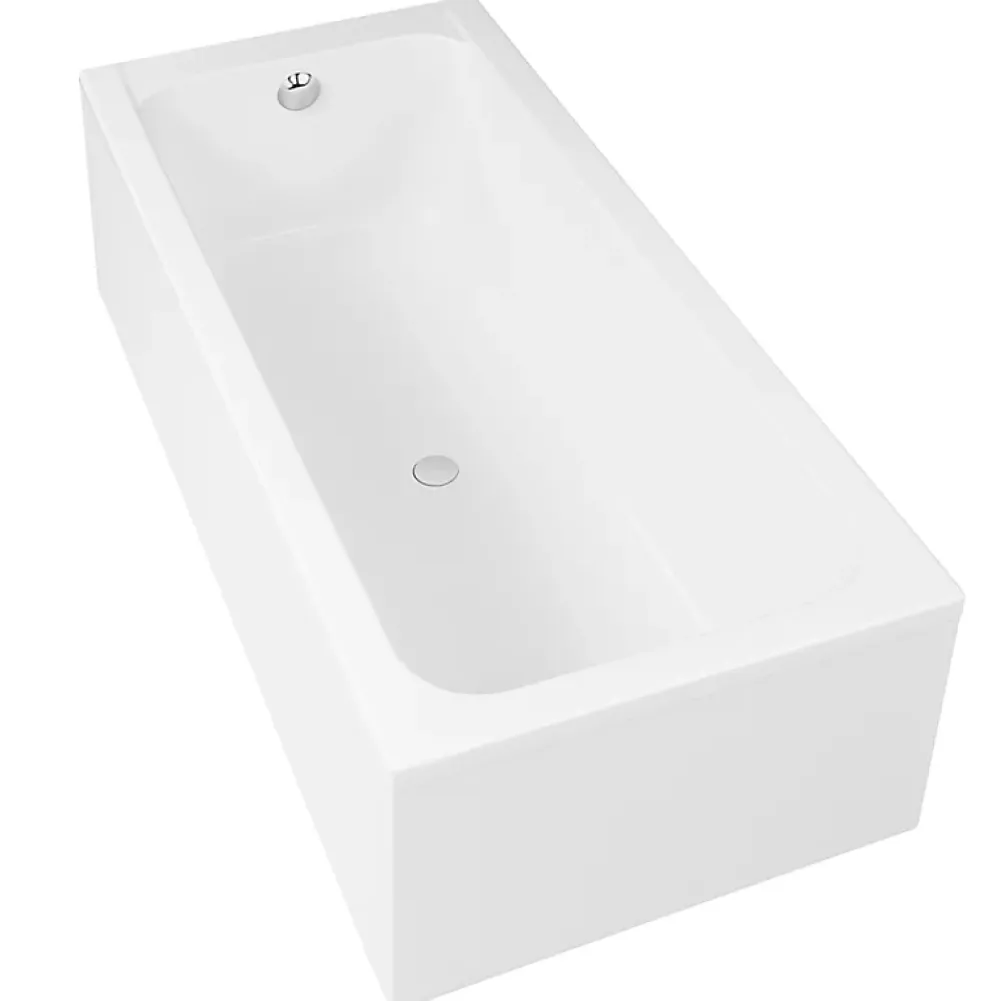 Duravit Baignoire droite 180 X 80 D-Code bonde au centre + Pare bain AURYS Raywall noir mat version gauche