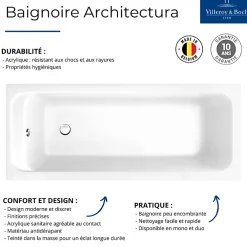 Villeroy & Boch Baignoire droite 150 X 70 VILLEROY ET BOCH Architectura acrylique