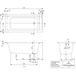 Villeroy & Boch Baignoire droite 150 X 70 VILLEROY ET BOCH Architectura acrylique