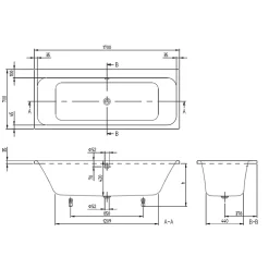 Villeroy & Boch Baignoire droite 170 x 70 Architectura avec pieds