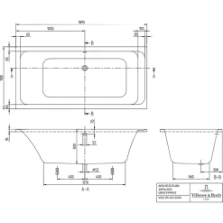 Villeroy & Boch Baignoire droite 190 X 90 VILLEROY ET BOCH Architectura acrylique avec pieds