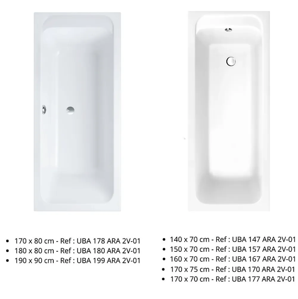 Villeroy & Boch Baignoire droite 160 X 70 VILLEROY ET BOCH Architectura acrylique