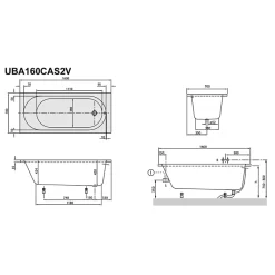 Baignoire Droite|Villeroy & Boch Baignoire droite 160 X 70 VILLEROY ET BOCH O Novo Solo acrylique