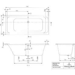 Baignoire Droite|Villeroy & Boch Baignoire droite 180 X 80 VILLEROY ET BOCH Architectura acrylique avec pieds