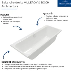 Baignoire Droite|Villeroy & Boch Baignoire droite 170 x 70 Architectura