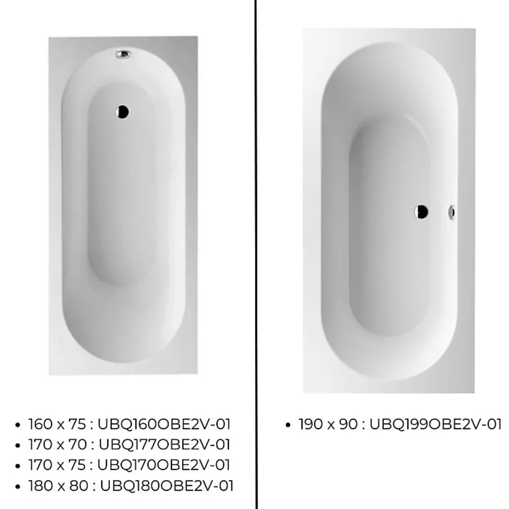 Villeroy & Boch Baignoire droite 170 x 75 VILLEROY ET BOCH Oberon Quaryl