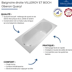 Villeroy & Boch Baignoire droite 160 x 75 VILLEROY ET BOCH Oberon Quaryl