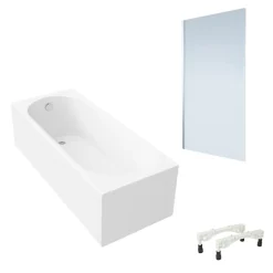 Baignoire Droite|Villeroy & Boch Baignoire droite avec pieds 170 x 70 cm O.Novo Blanc + Pare Bain gauche AURYS Mist 1 chromé