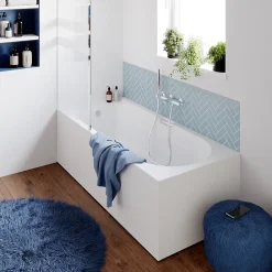GoodHome Baignoire droite avec poignées d'appui 170x75 cm Cavally blanc
