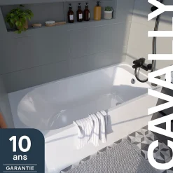 Baignoire Droite|GoodHome Baignoire droite Cavally L. 150 cm x l. 70 cm blanc