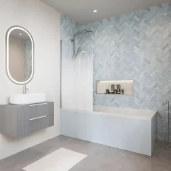 Duravit Baignoire droite D-Code 170 x75 cm + Pare Bain gauche AURYS Mist 1 chromé version gauche