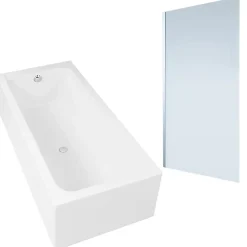 Baignoire Droite|Duravit Baignoire droite D-Code 170 x75 cm + Pare bain droit AURYS Mist 1 chromé version droite