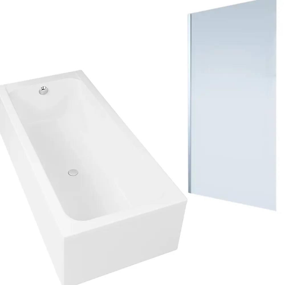 Baignoire Droite|Duravit Baignoire droite D-Code 170 x75 cm + Pare bain droit AURYS Mist 1 chromé version droite