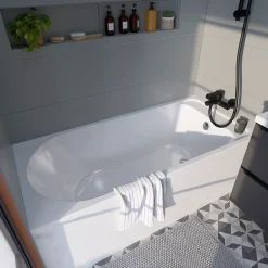 Baignoire Droite|GoodHome Baignoire droite en acrylique L.160 x l.70 cm blanc, Cavally
