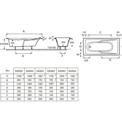 Baignoire Droite|Jacob Delafon Baignoire droite Corvette confort Acrylique renforcé 150 x 70
