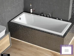 Besco Baignoire Droite sans Tablier - 130 x 70 cm - MODERN SANS TABLIER - REPOSE-TÊTE OFFERT