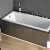 Besco Baignoire Droite sans Tablier - 120 x 70 cm - MODERN SANS TABLIER - REPOSE-TÊTE OFFERT