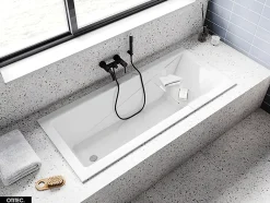 Besco Baignoire Droite sans Tablier - 120 x 70 cm - MODERN SANS TABLIER - REPOSE-TÊTE OFFERT
