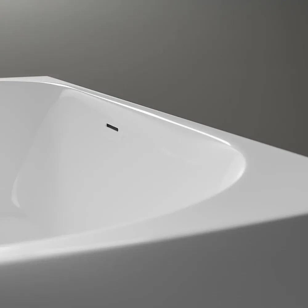 Bernstein Baignoire droite semi-îlot murale ovale acrylique salle de bain, isolation thermique - Blanc - 170x80x57cm - Garantie 5 ans - NORA