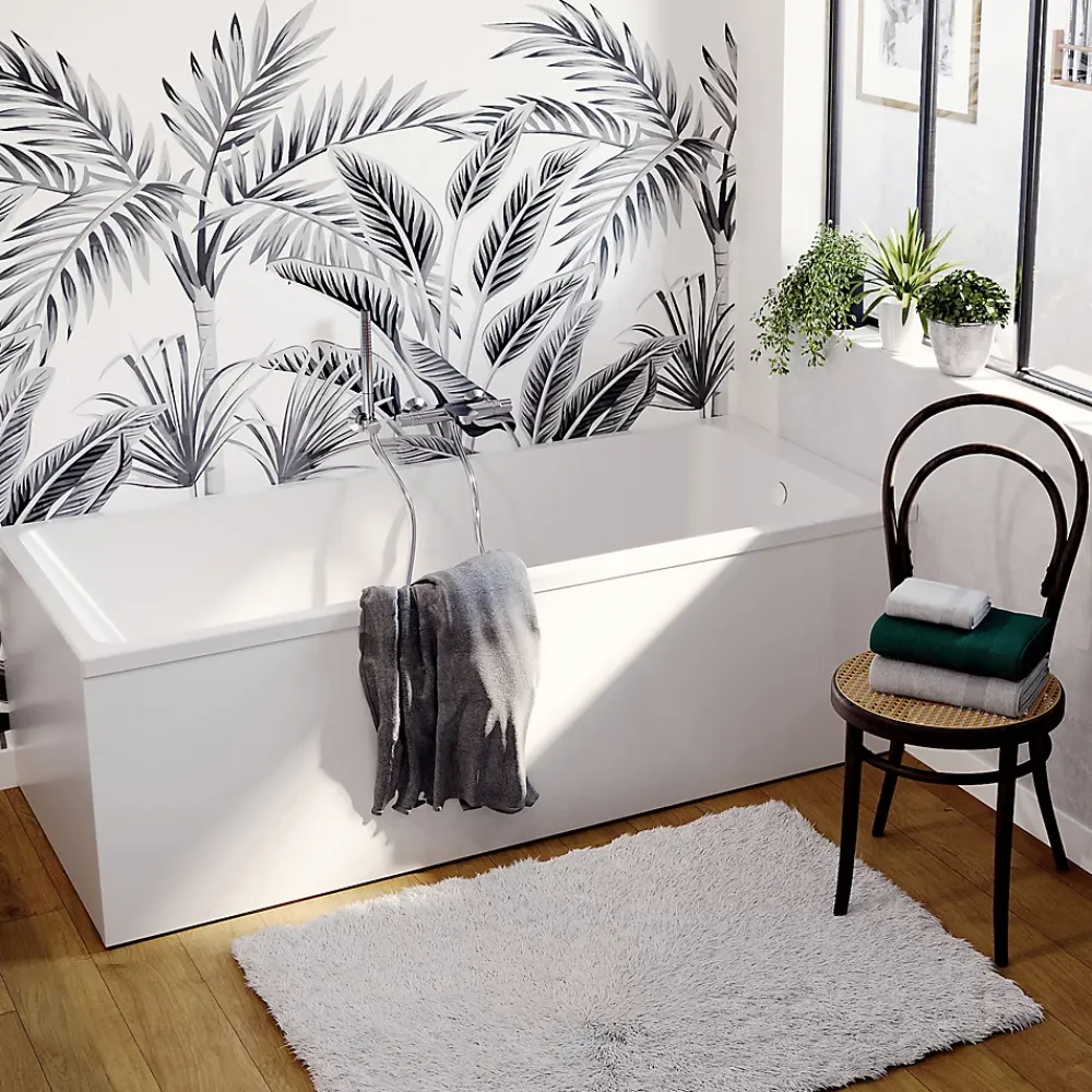 Baignoire Droite|GoodHome Baignoire droite Teesta L. 160 cm x l. 75 cm blanc