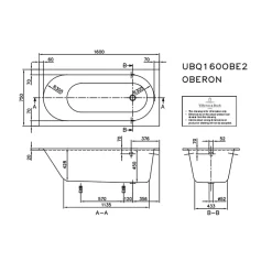Baignoire Droite|Villeroy & Boch Baignoire droite VILLEROY ET BOCH Oberon quaryl 160 x 75 cm + Pare bain gauche AURYS Mist 1 chromé