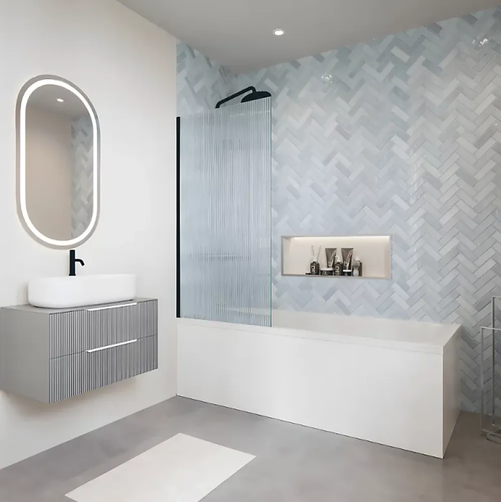 Baignoire Droite|Villeroy & Boch Baignoire droite Architectura acrylique 190 x 90 cm + Pare bain gauche AURYS Raywall Noir mat