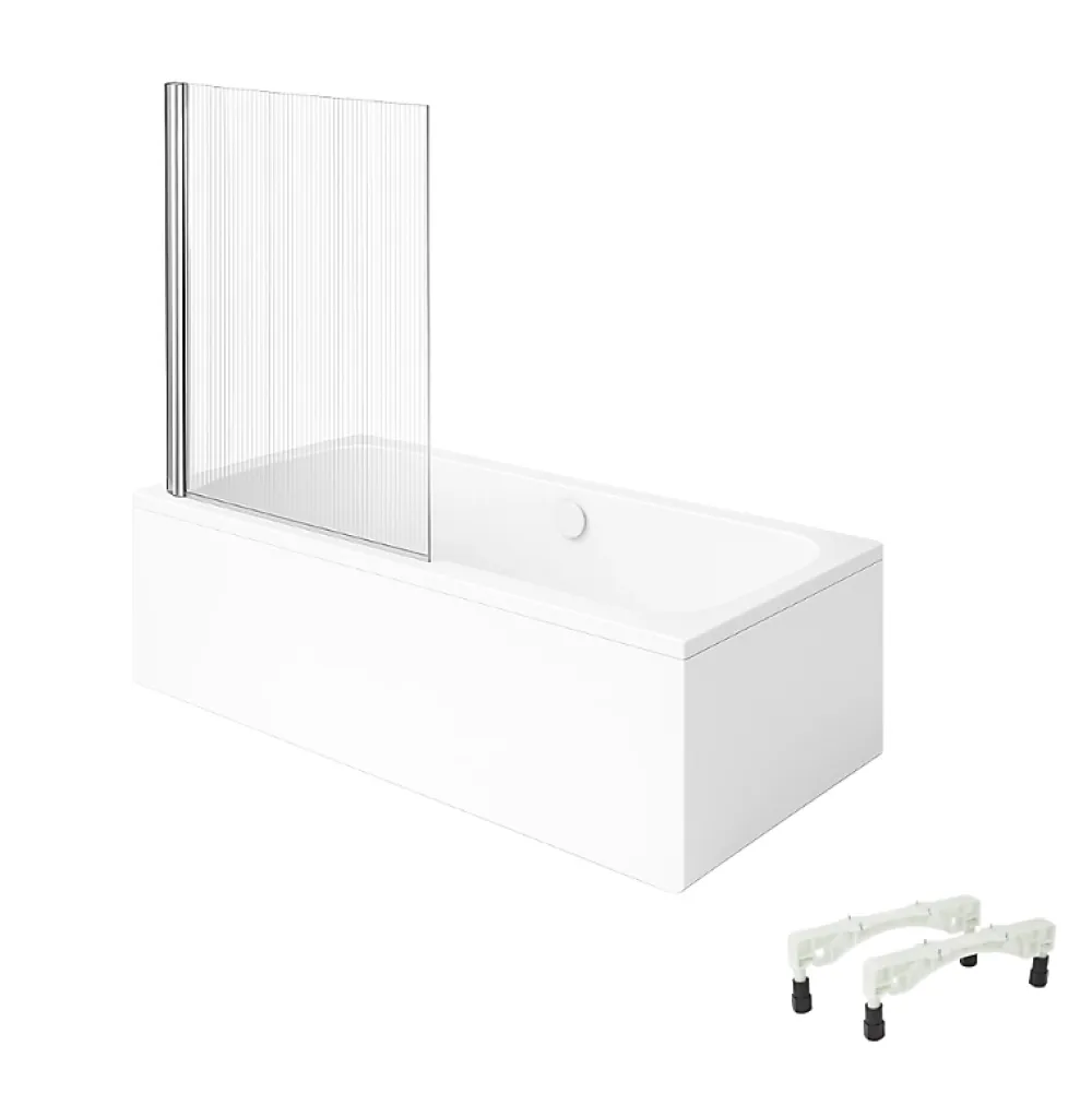Villeroy & Boch Baignoire droite Architectura avec pieds 170 x 75 cm Blanc + Pare bain gauche AURYS Raywall chromé