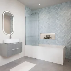 Villeroy & Boch Baignoire droite Architectura avec pieds 170 x 75 cm Blanc + Pare bain gauche AURYS Raywall chromé