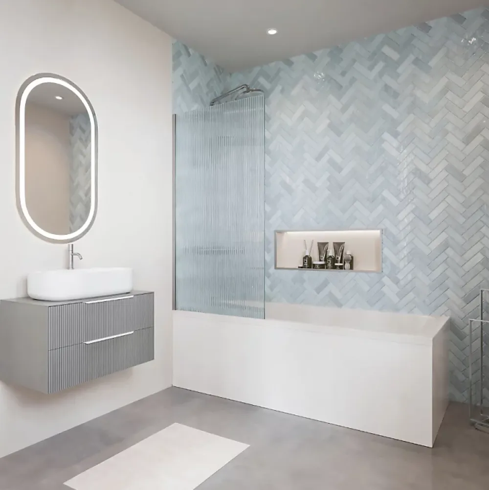 Villeroy & Boch Baignoire droite Architectura avec pieds 170 x 75 cm Blanc + Pare bain gauche AURYS Raywall chromé