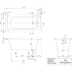 Villeroy & Boch Baignoire droite Architectura acrylique 140 x 70 cm + Pare bain droite AURYS Mist 1 chromé