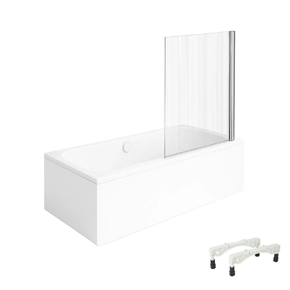 Villeroy & Boch Baignoire droite Architectura avec pieds 170 x 70 cm Blanc + Pare bain droite AURYS Raywall chromé