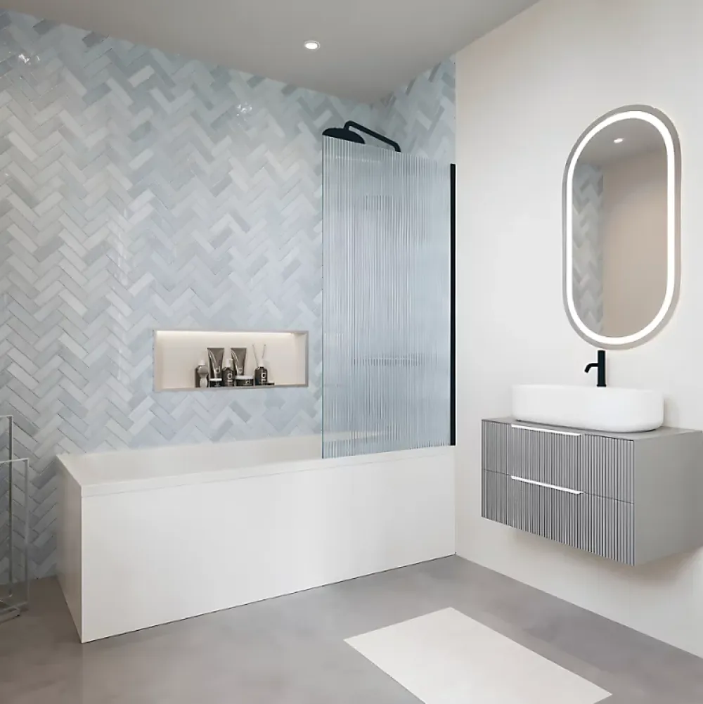 Villeroy & Boch Baignoire droite Architectura acrylique 140 x 70 cm + Pare bain droite AURYS Raywall Noir mat