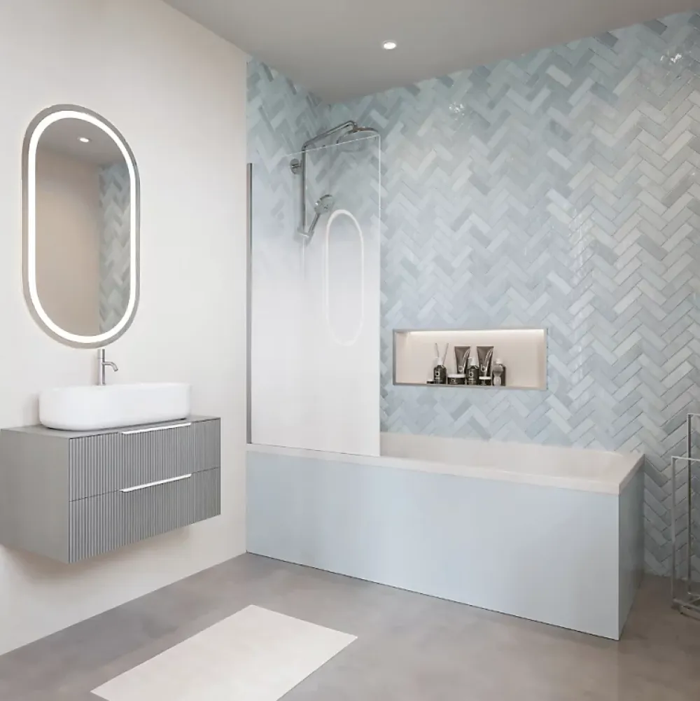 Villeroy & Boch Baignoire droite Architectura acrylique 160 x 70 cm + Pare bain gauche AURYS Mist 1 chromé